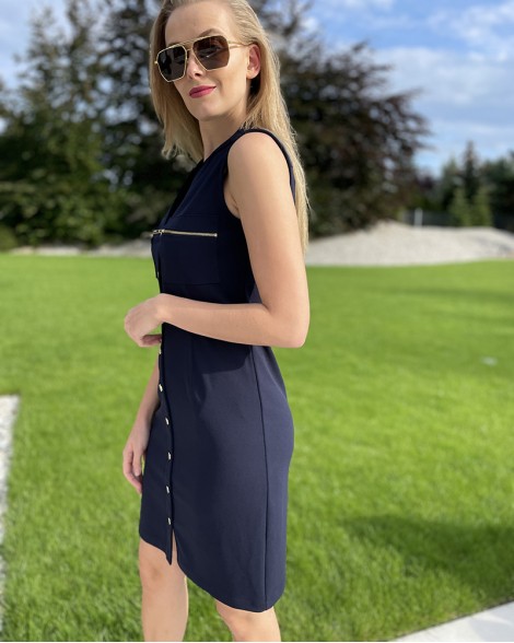 Šaty dámské DKNY modré se zlatými kovy